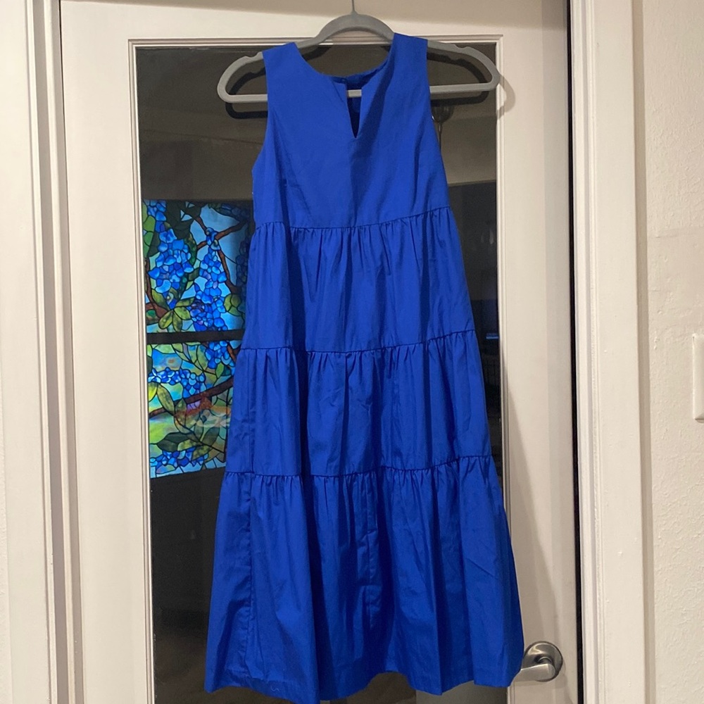 Banana Republic Cobalt Blue Organic Cotton Tiered Dress